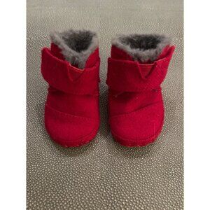 Tom's Red Wool Booties EUC Infant/Toddler US3